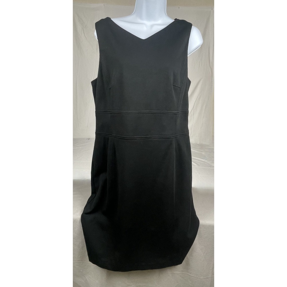 Talbots Black Cocktail Sheath Dress Womens 12 Sleeveless Classic Timeless Office